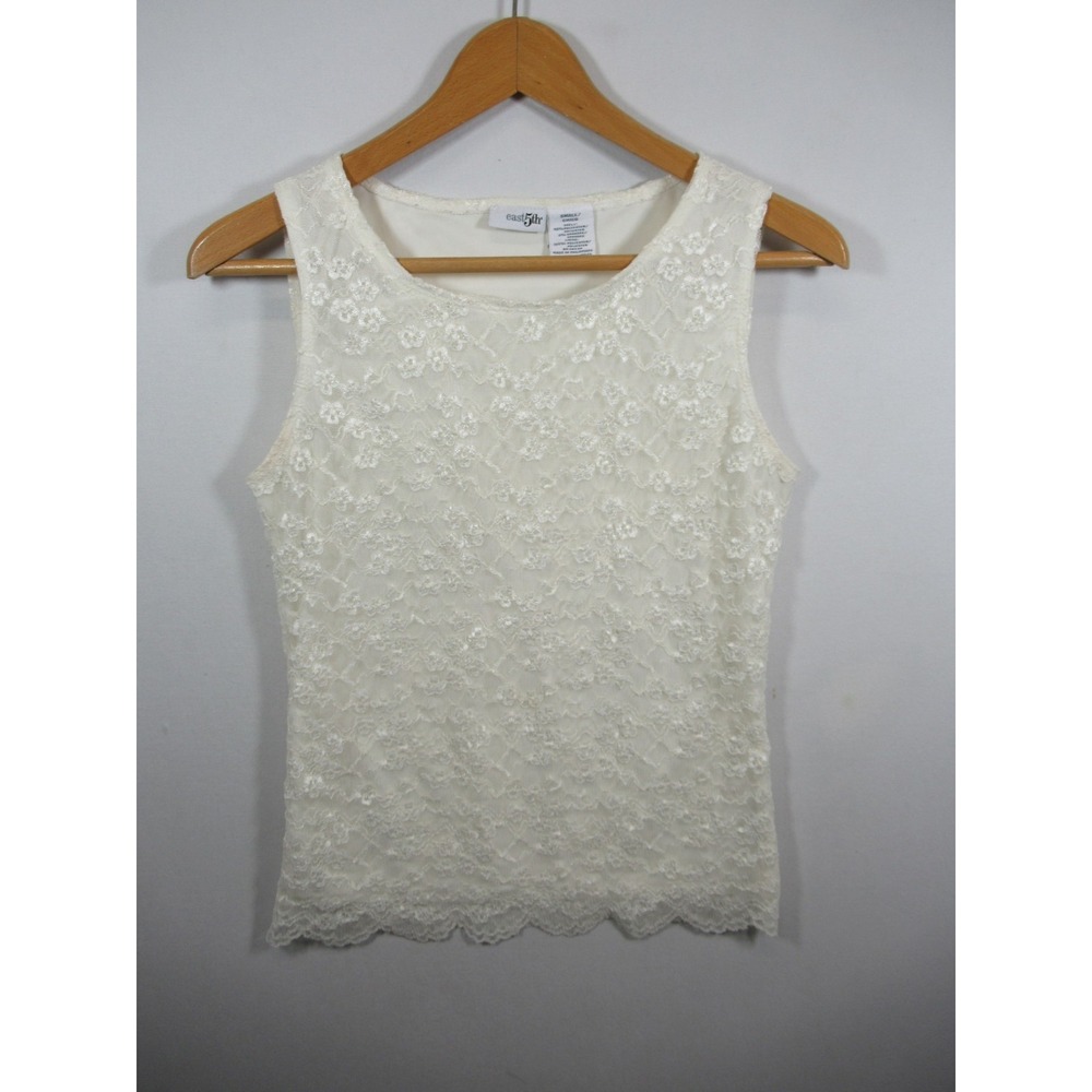 East 5th Lace Camisole Tank Top Women Small Ivory Sleeveless Lined
